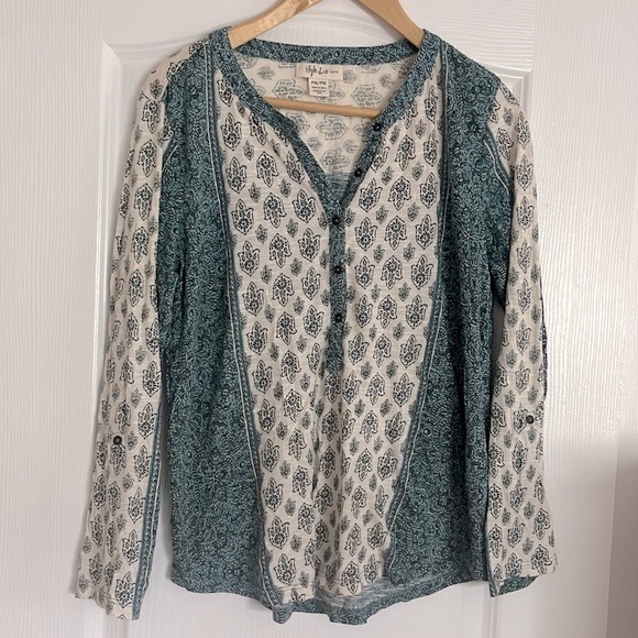 Style & Co PETITE Boho pattern top blouse - Picture 1 of 7